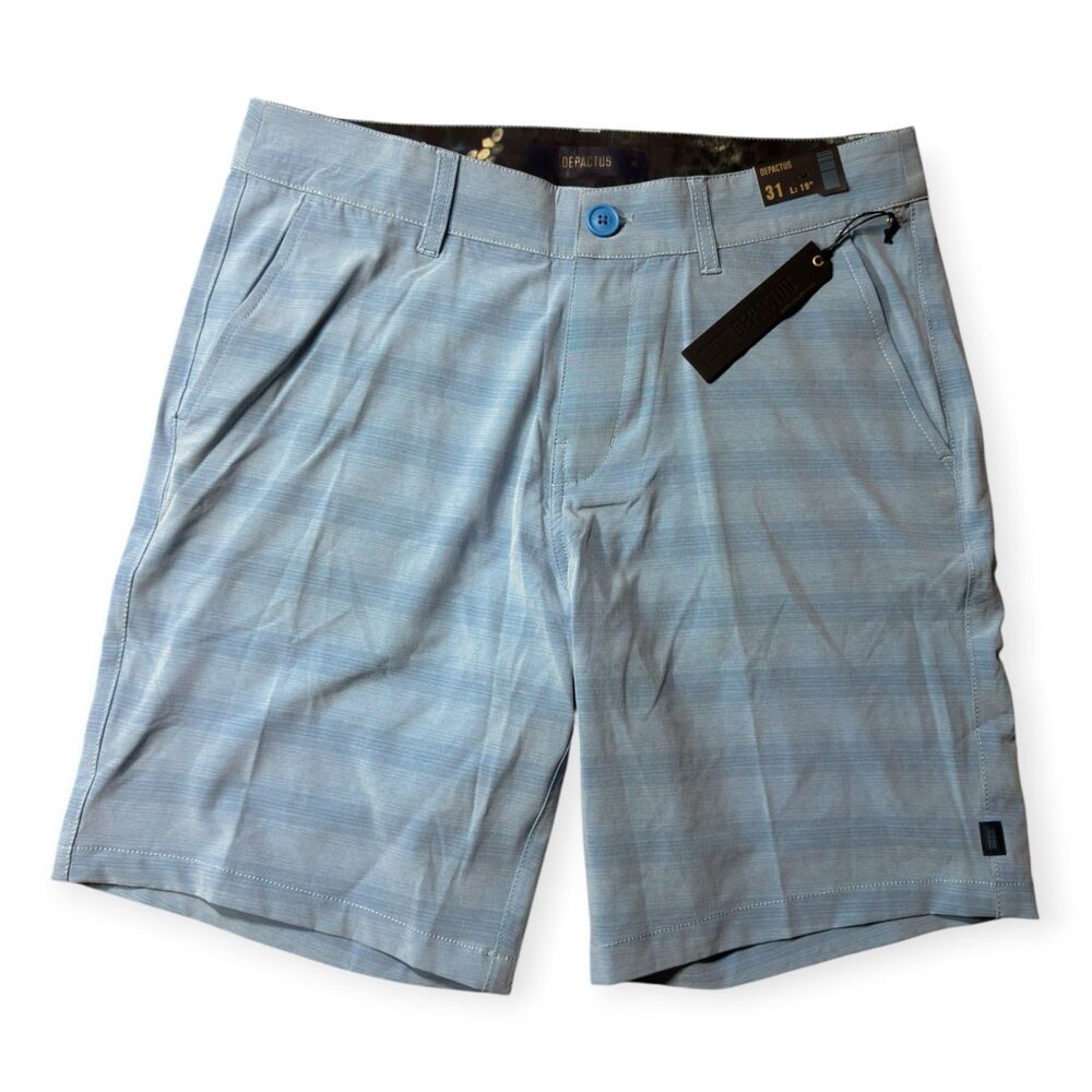 Depactus Roundhouse Board Shorts Light Blue Striped Beach Size 31 BNWT